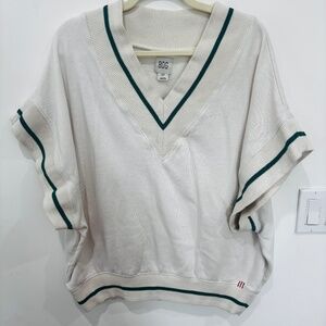 BDG Sleeveless Sweater Vest • Size S • Hunter Green V-Neck Stripes